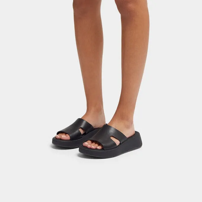 รองเท้าแตะ ผู้หญิง รุ่น F-MODE RAW-EDGE LEATHER FLATFORM H-BAR SLIDES