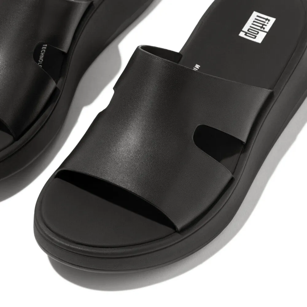 รองเท้าแตะ ผู้หญิง รุ่น F-MODE RAW-EDGE LEATHER FLATFORM H-BAR SLIDES