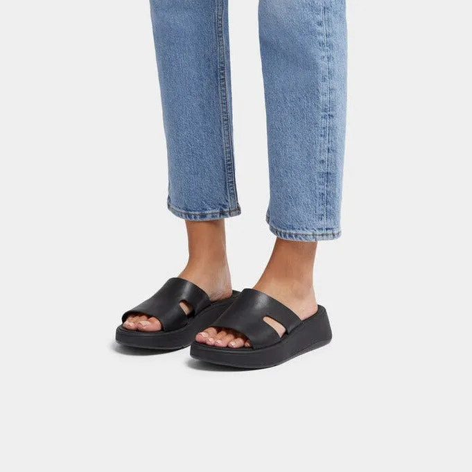 รองเท้าแตะ ผู้หญิง รุ่น F-MODE RAW-EDGE LEATHER FLATFORM H-BAR SLIDES