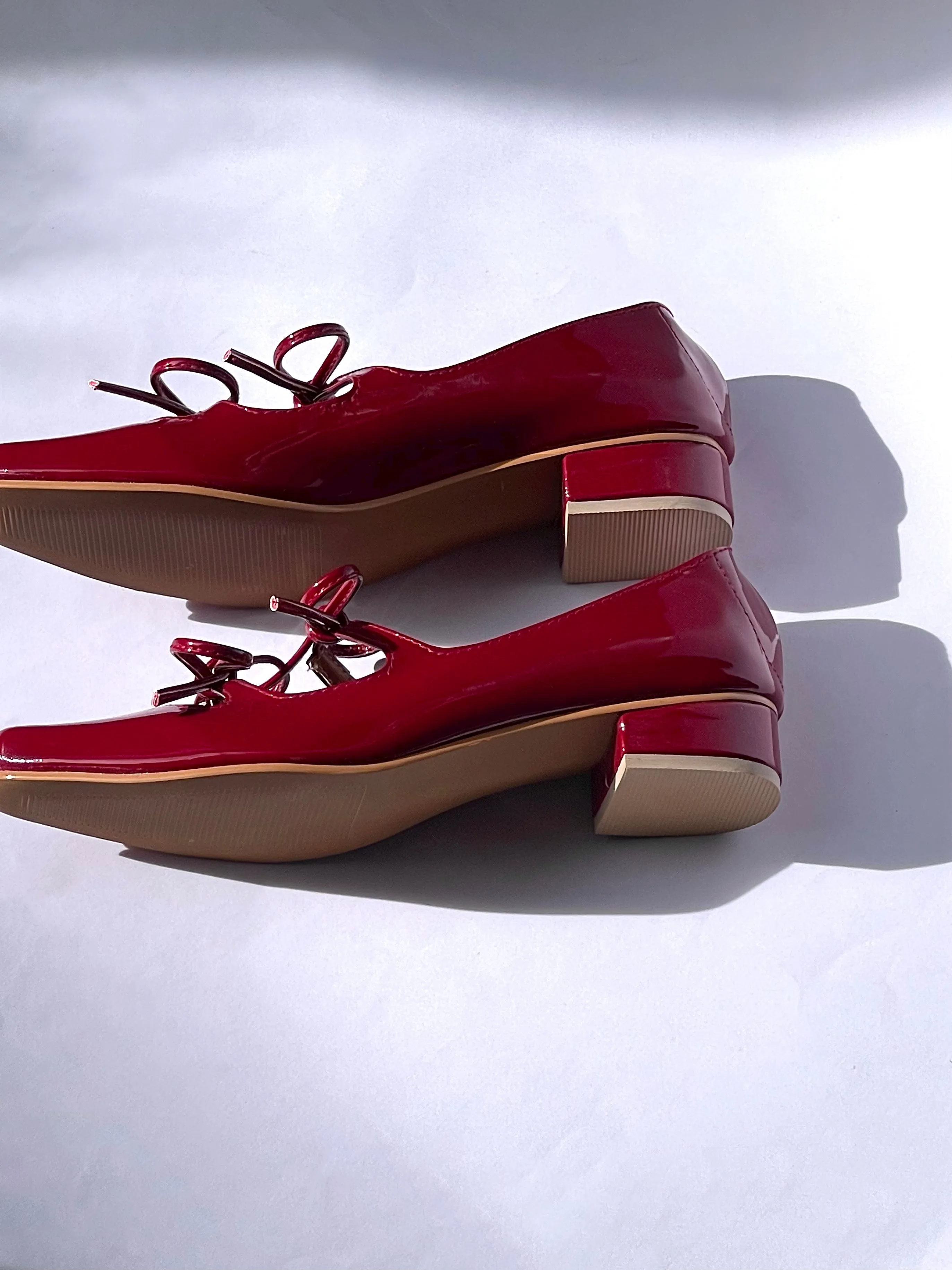 Agnes Mary Janes in Dark Burgundy (Patent)