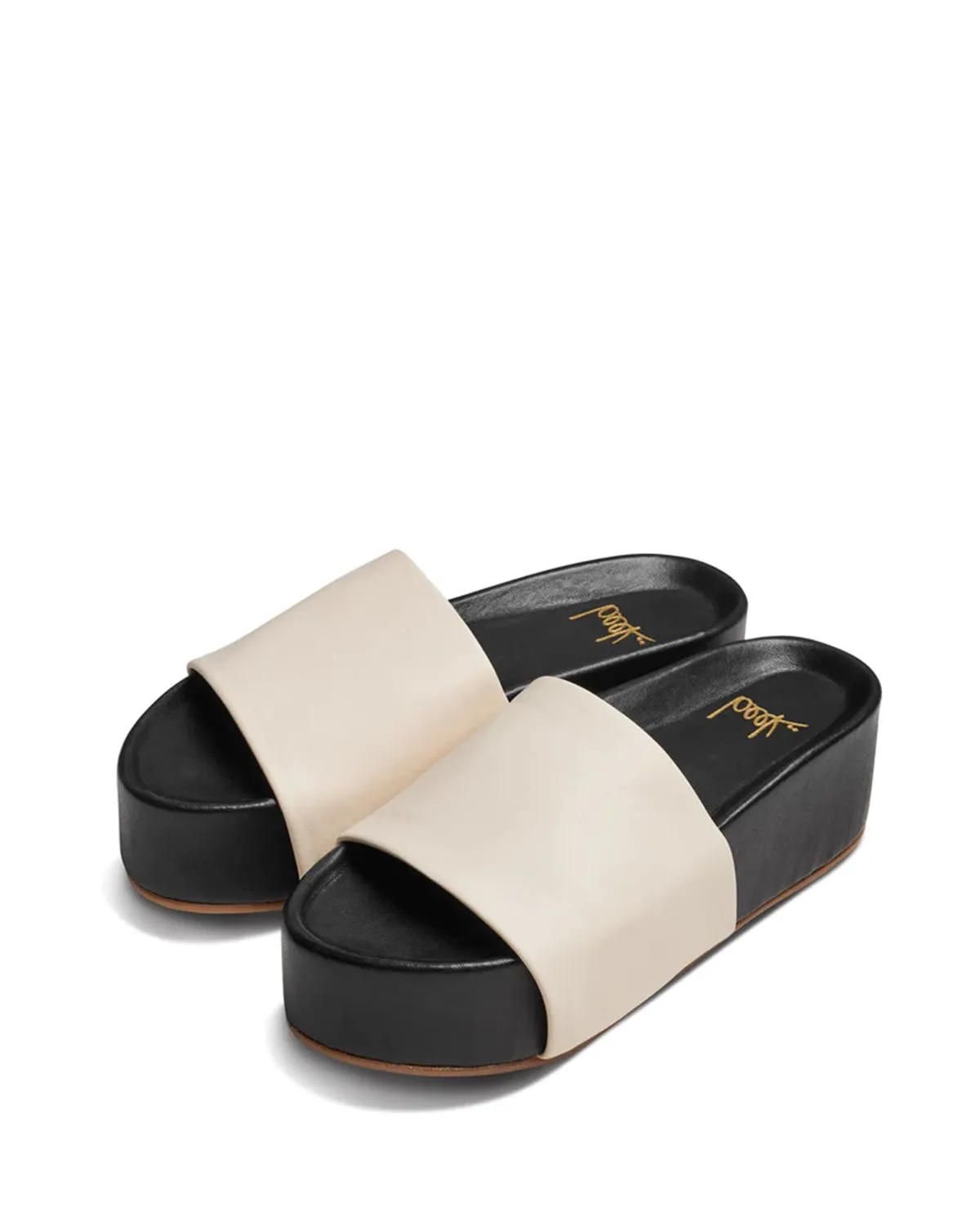 Albatross High Flatform | Eggshell/Black Leather