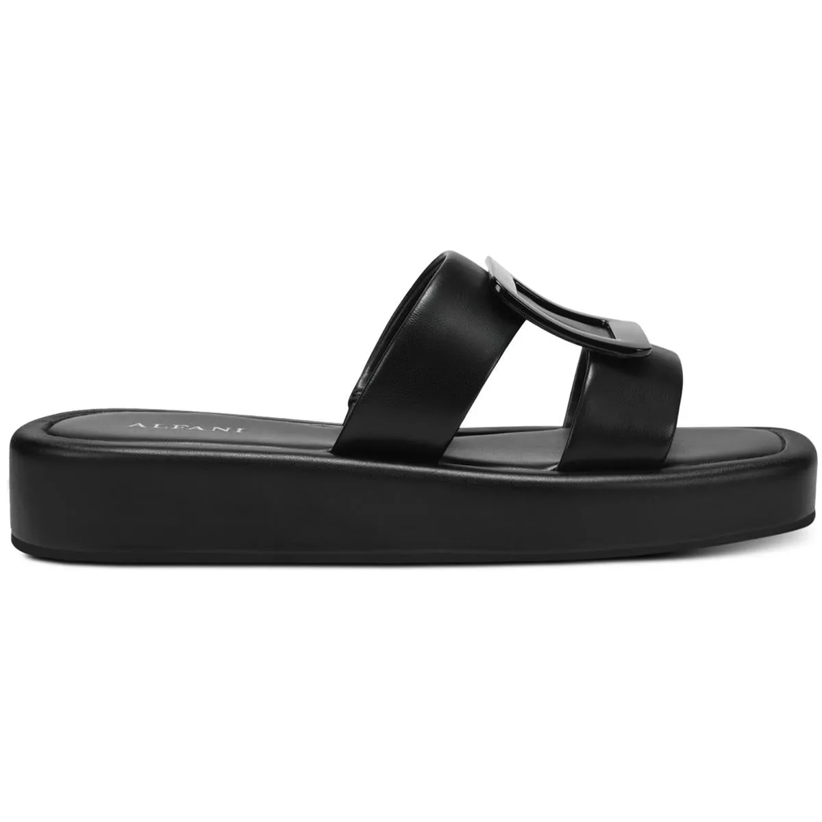 Alfani Womens Dannin Faux Leather Slip On Flatform Sandals