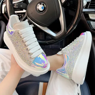 ALISANDRO MCQUEN EUROPEAN STYLE STARRY RHINESTONE CHUNKY SOLE UNISEX SNEAKER