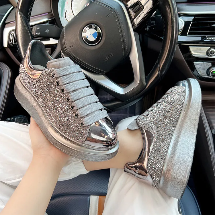 ALISANDRO MCQUEN EUROPEAN STYLE STARRY RHINESTONE CHUNKY SOLE UNISEX SNEAKER