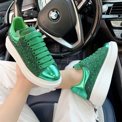 ALISANDRO MCQUEN EUROPEAN STYLE STARRY RHINESTONE CHUNKY SOLE UNISEX SNEAKER
