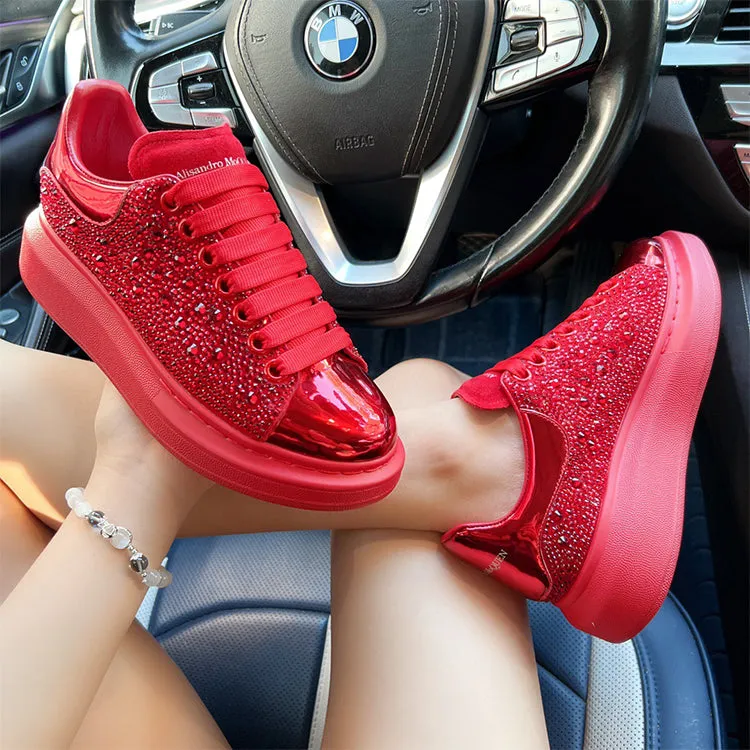 ALISANDRO MCQUEN EUROPEAN STYLE STARRY RHINESTONE CHUNKY SOLE UNISEX SNEAKER