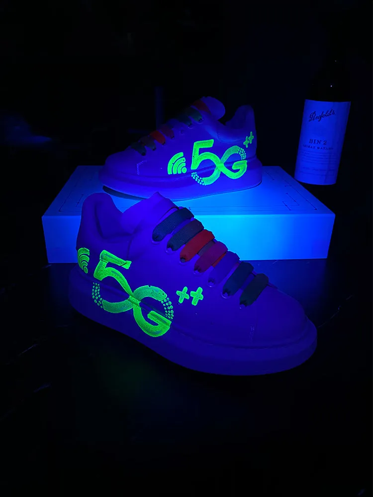 ALISANDRO MOQUEN HAND PAINTED GRAFFITI 5G CHUNKY SOLE LEATHER SNEAKER