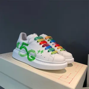 ALISANDRO MOQUEN HAND PAINTED GRAFFITI 5G CHUNKY SOLE LEATHER SNEAKER