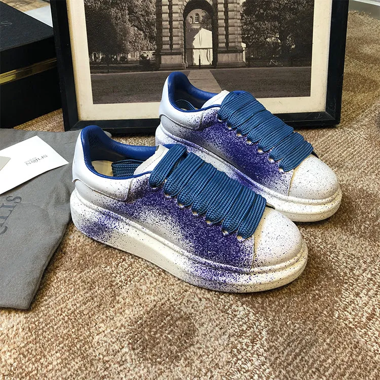 ALISANDRO MOQUEN NAILISI NAQILIS GRAFFITI STYLE LEATHER CHUNKY SOLE SNEAKER