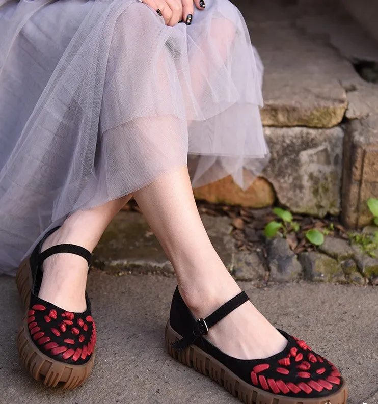 ARTMU CHUNKY LEATHER FLATFORM SHOES WITH WOVEN DETAIL