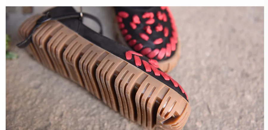 ARTMU CHUNKY LEATHER FLATFORM SHOES WITH WOVEN DETAIL