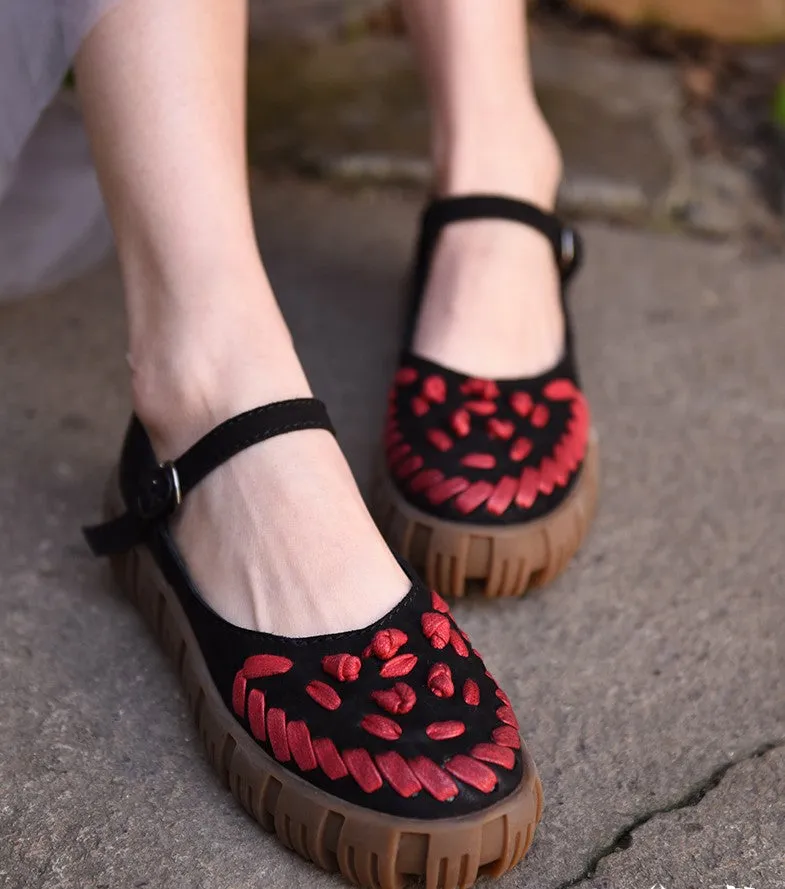 ARTMU CHUNKY LEATHER FLATFORM SHOES WITH WOVEN DETAIL