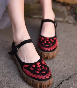 ARTMU CHUNKY LEATHER FLATFORM SHOES WITH WOVEN DETAIL