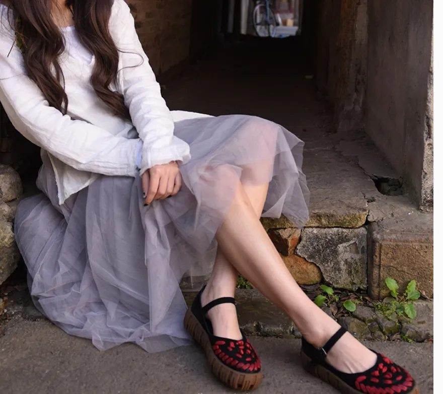 ARTMU CHUNKY LEATHER FLATFORM SHOES WITH WOVEN DETAIL