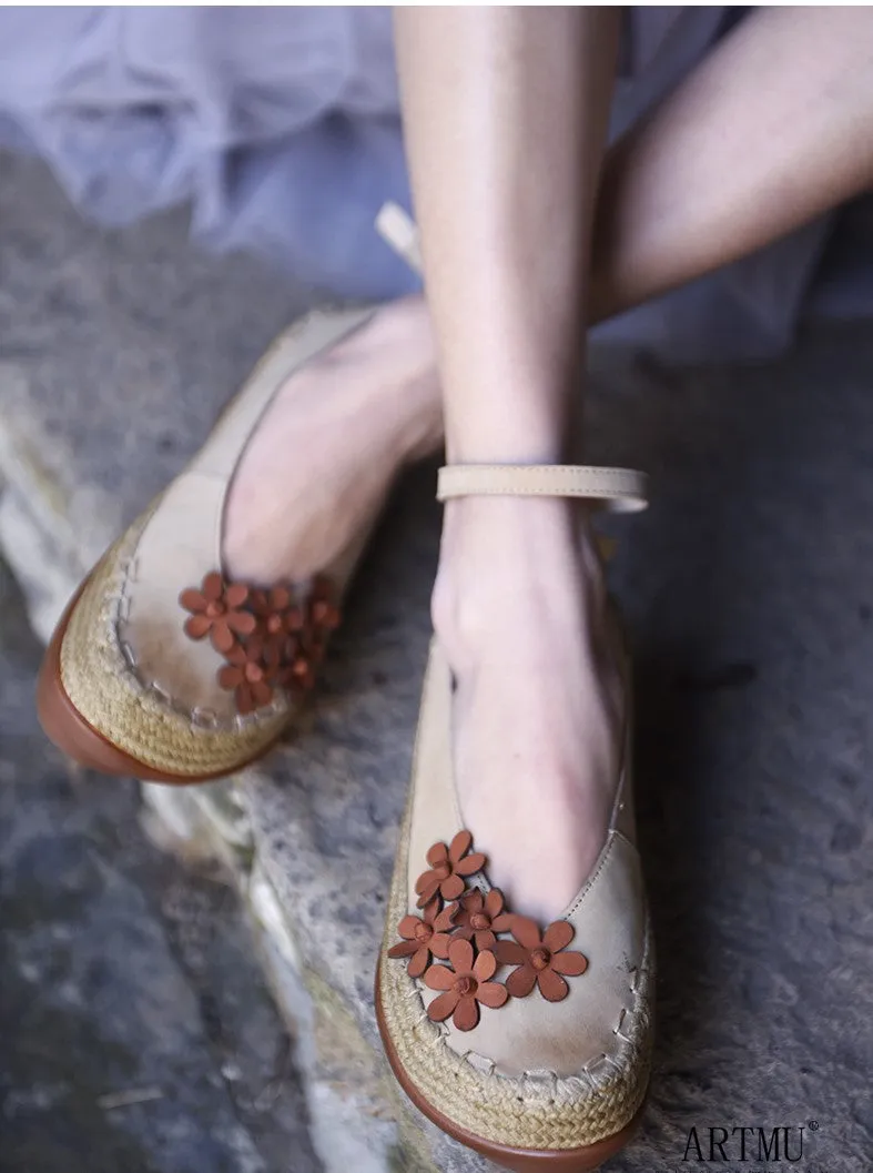 ARTMU EMBELLISHED DEIGN FLATFORM SHOES WITH ANKLE STRAP