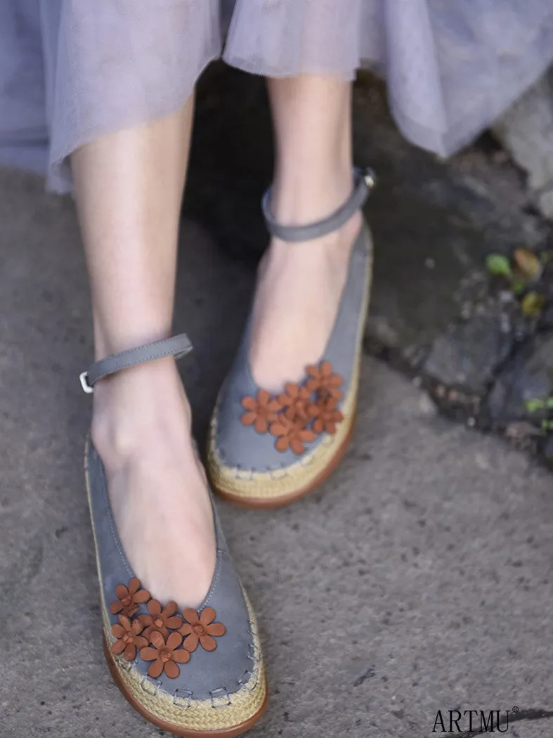 ARTMU EMBELLISHED DEIGN FLATFORM SHOES WITH ANKLE STRAP