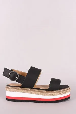 Bamboo Double Band Stripe Flatform Sandal