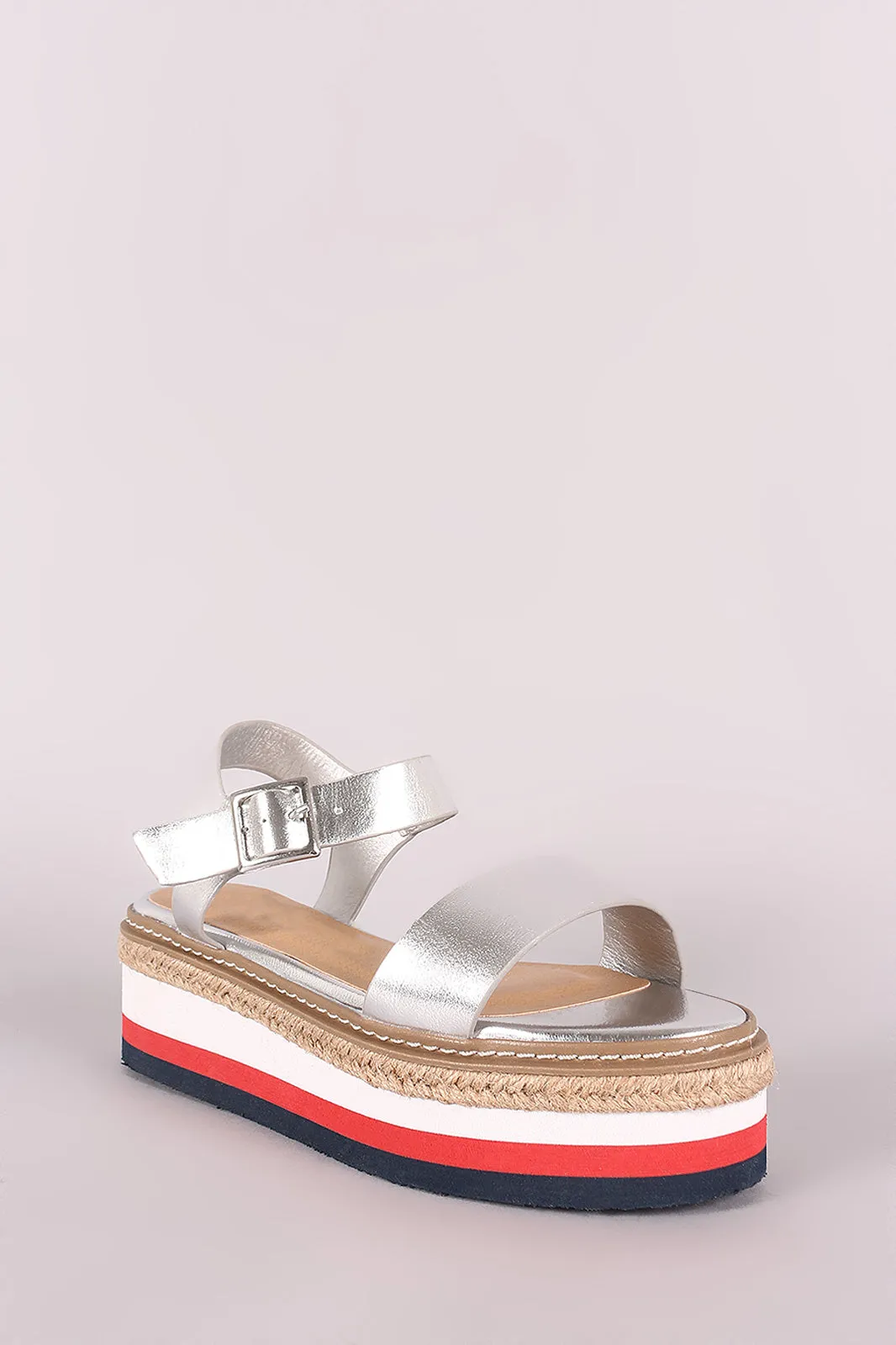 Bamboo One Band Stripe Flatform Sandal