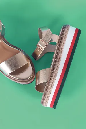 Bamboo One Band Stripe Flatform Sandal
