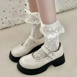 binfenxie Black Retro British Style Small Leather Shoes Women Super High Heels Loafers Woman College Jk Uniform Shoes Mary Janes Shoes