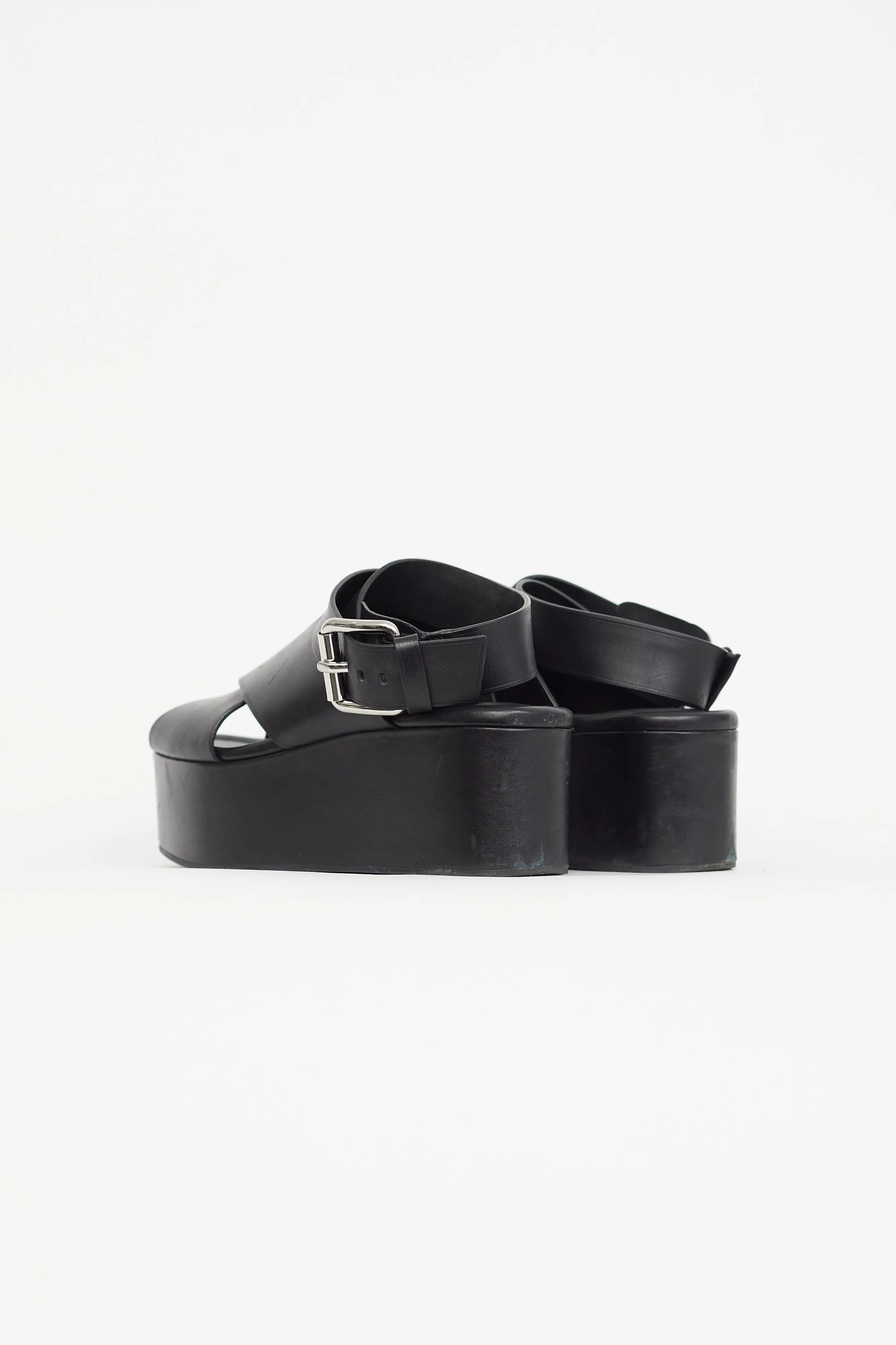 Black Leather Ruby Platform Sandal
