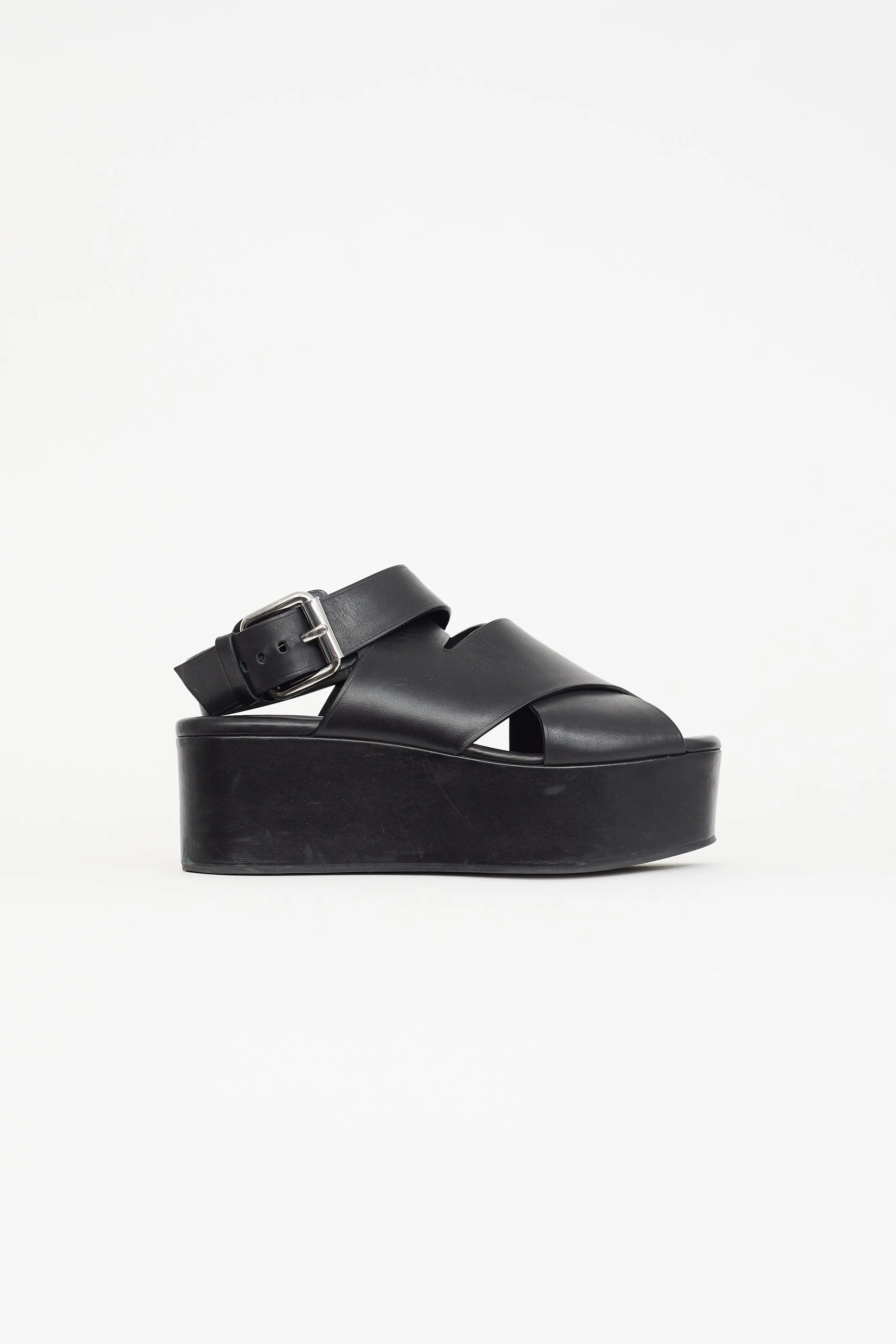 Black Leather Ruby Platform Sandal