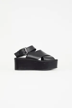 Black Leather Ruby Platform Sandal