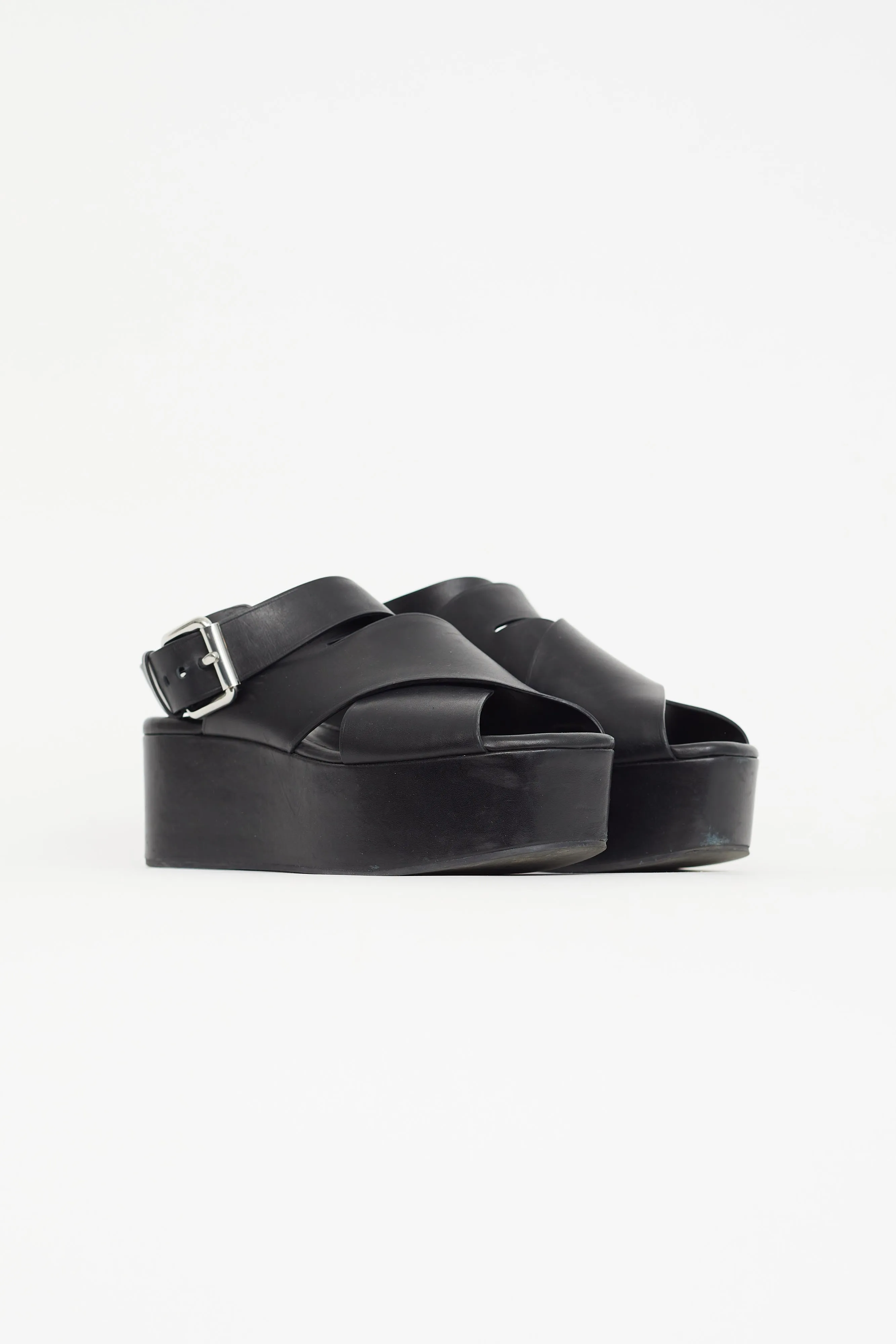 Black Leather Ruby Platform Sandal