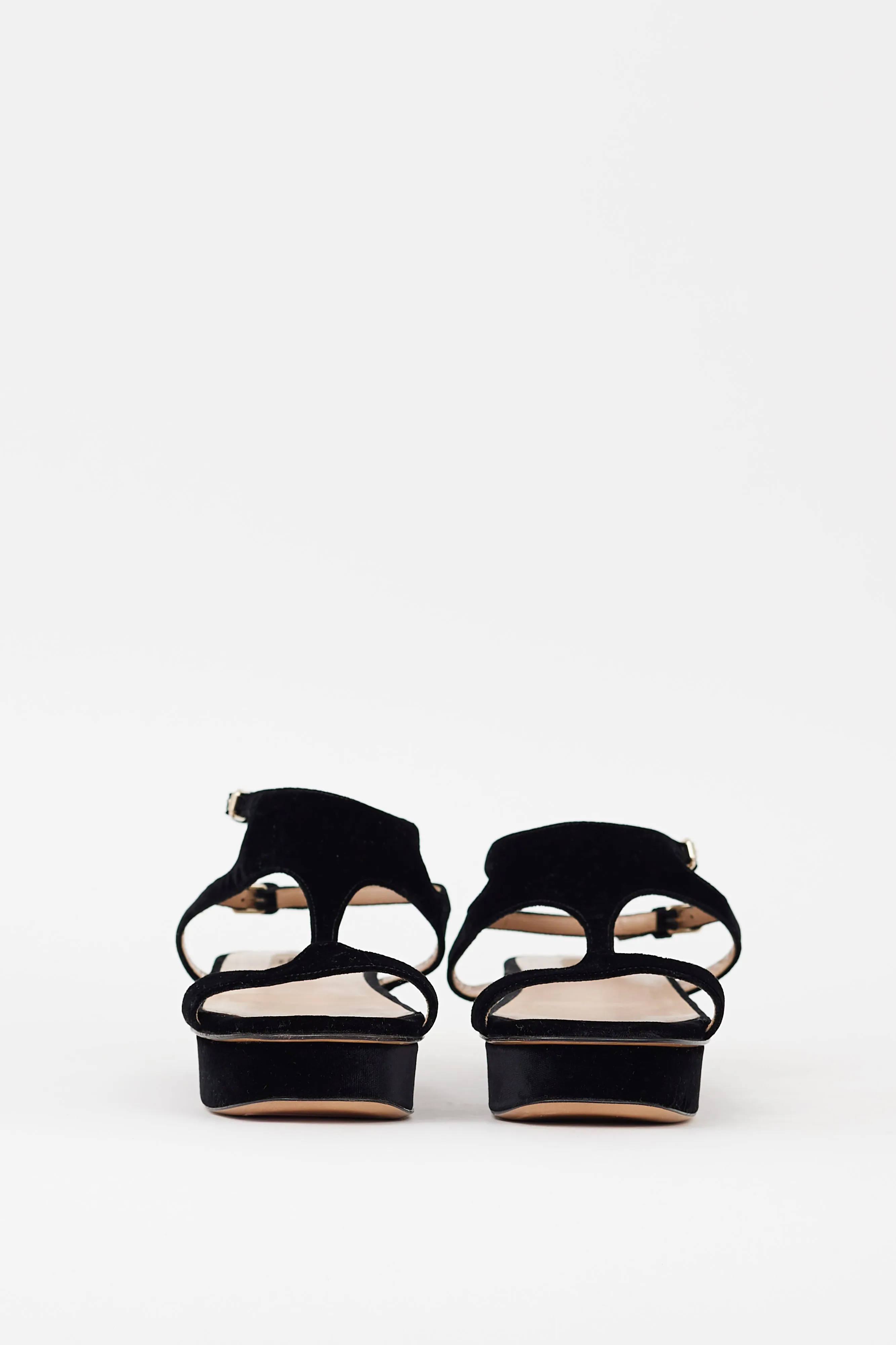 Black Velvet Flatform Sandal