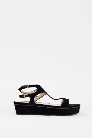 Black Velvet Flatform Sandal