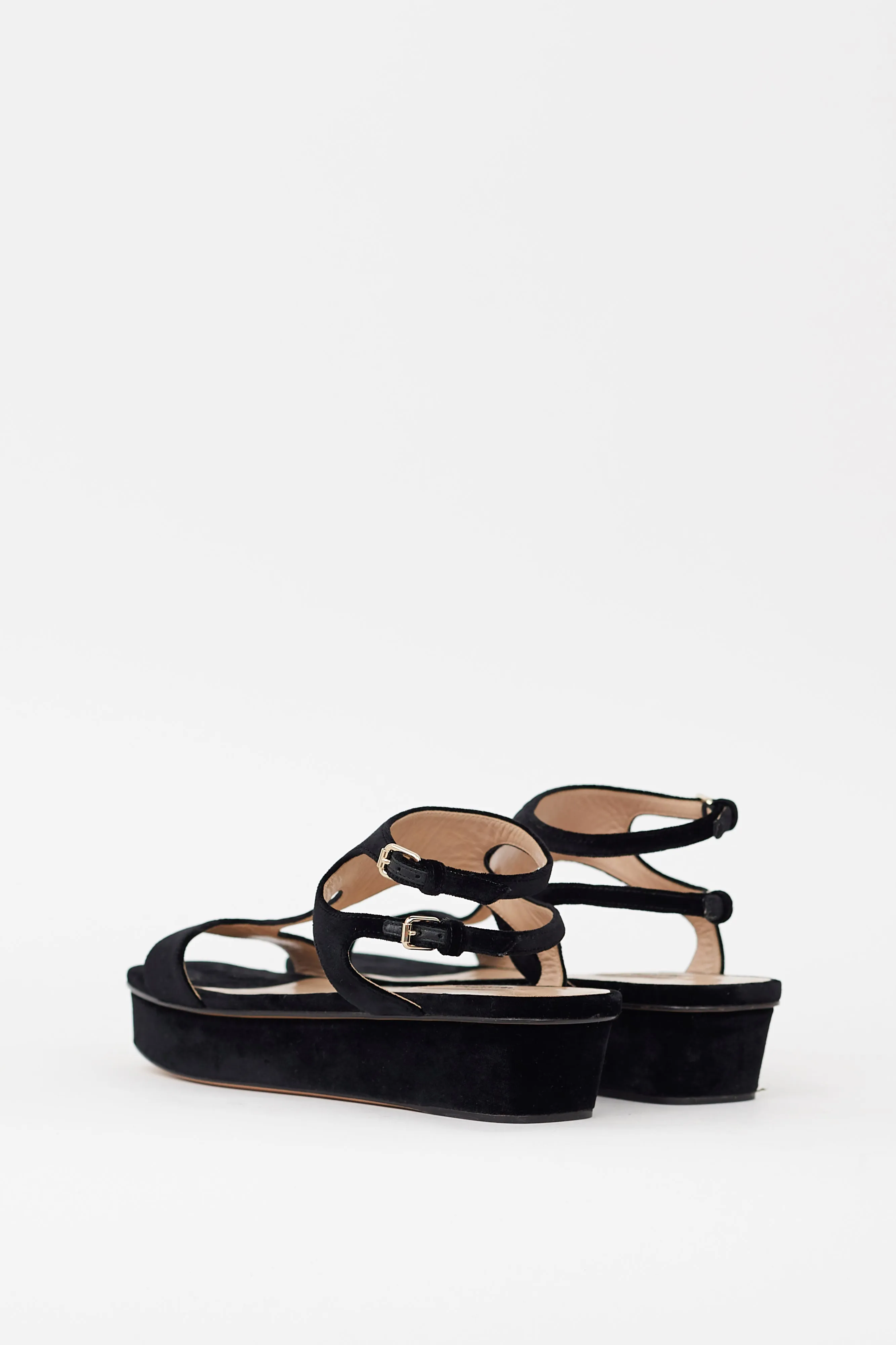 Black Velvet Flatform Sandal
