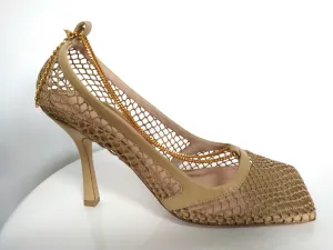 Bottega Veneta Beige Mesh and Leather Pump