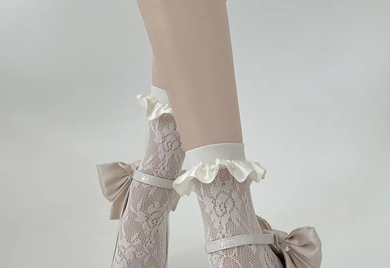 Bow-Back Block-Heel Mary Janes Pumps