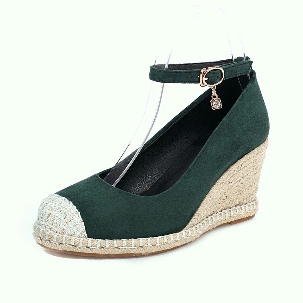 Canvas Women's Casual Shoes DL3S03 Wedges Strap High Heel Pumps