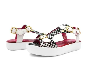 Chanii B "Mars" White/Houndstooth Sandal
