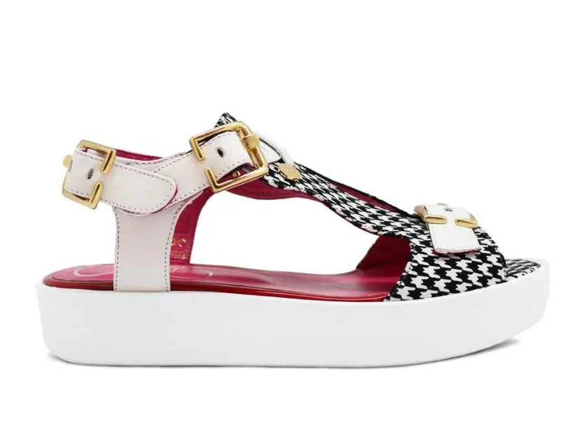 Chanii B "Mars" White/Houndstooth Sandal