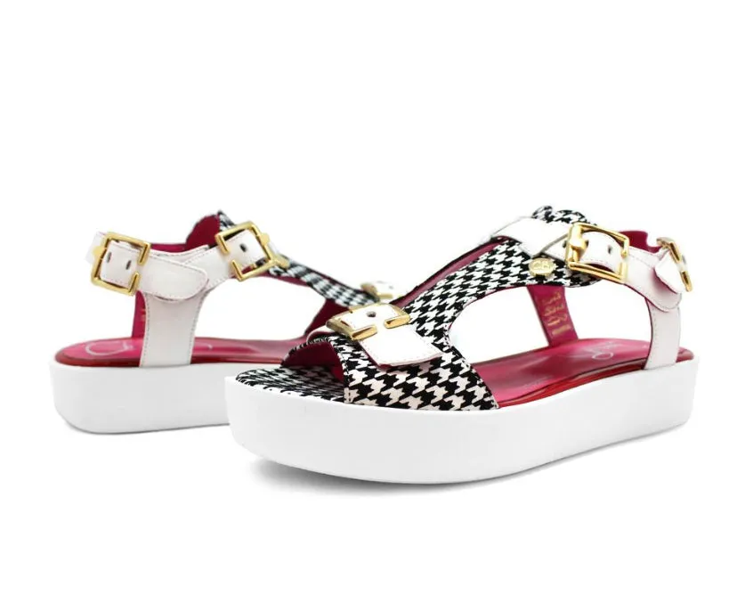 Chanii B "Mars" White/Houndstooth Sandal