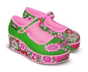 Chocolaticas® Pink Flowers Women's Mary Jane Platform