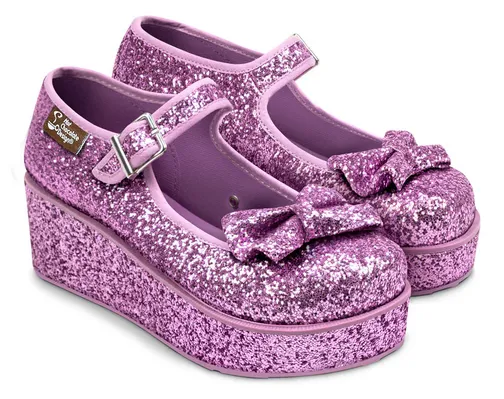 Chocolaticas® Purple Glitter Women's Mary Jane Platform