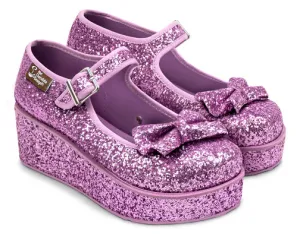 Chocolaticas® Purple Glitter Women's Mary Jane Platform