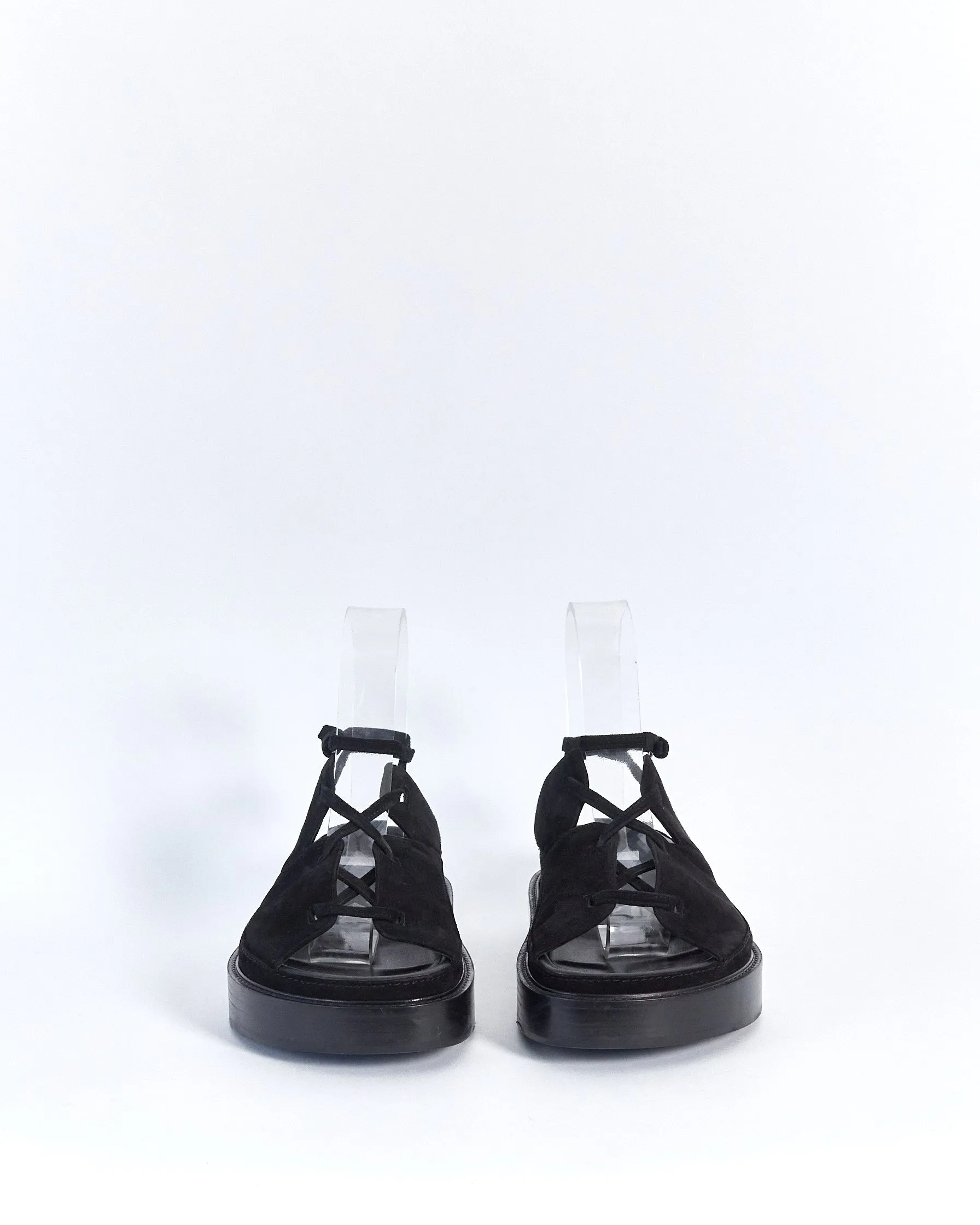 Co. lace up platform sandals, black, 40