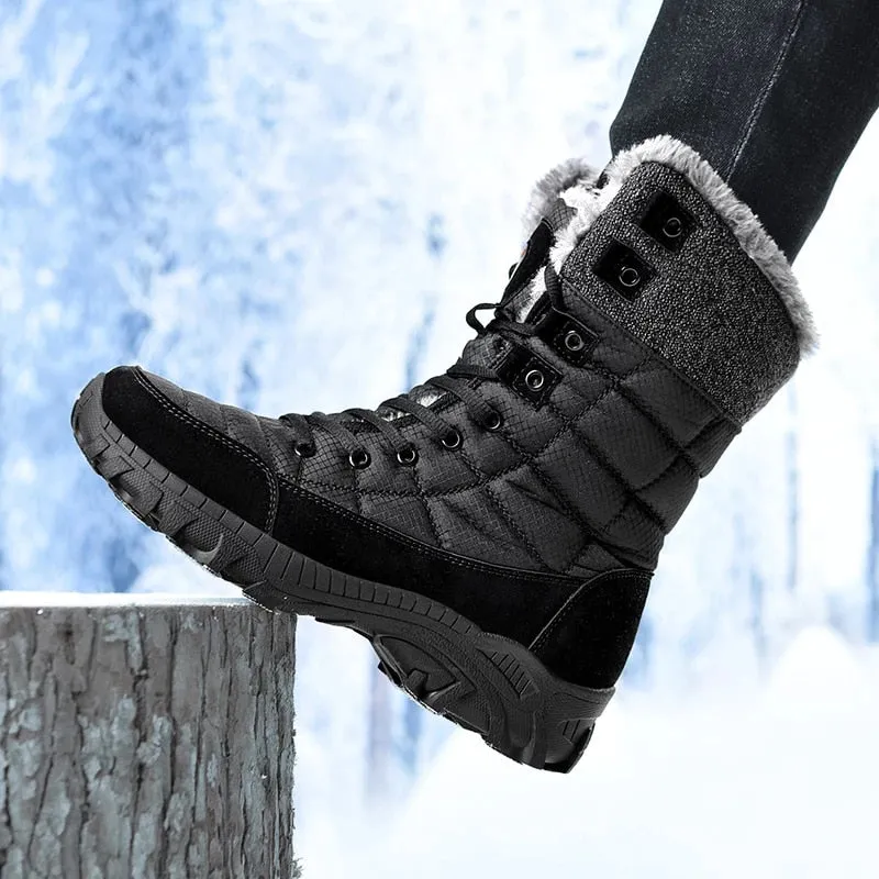 Cuzcare Men Orthopedic Shoes Foldable Collar Hiking Snow Boots