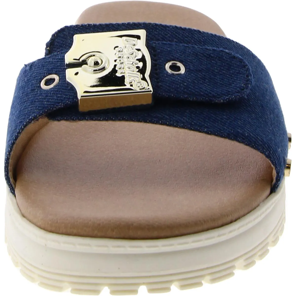 Dr. Scholl's Shoes Womens Think Iconic Faux Leather Slip on Flatform Sandals
