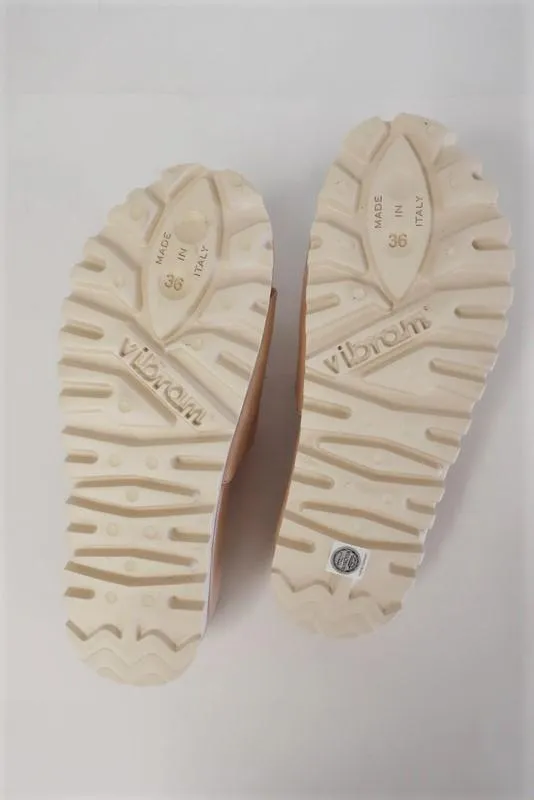 Eddy Daniele Swarovski Crystal Slide Sandals Nude Leather Flatform Size 36 NEW
