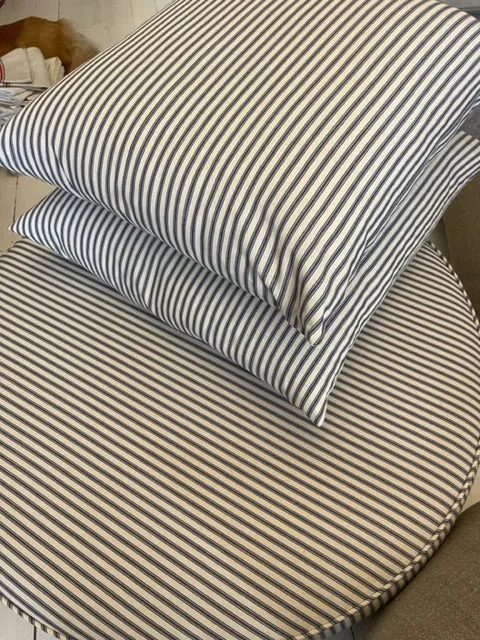 European Linen Ticking Ottoman @ Dirty Janes