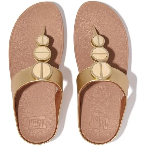 FitFlop Halo Metallic Trim Toe Post Sandals Platinum