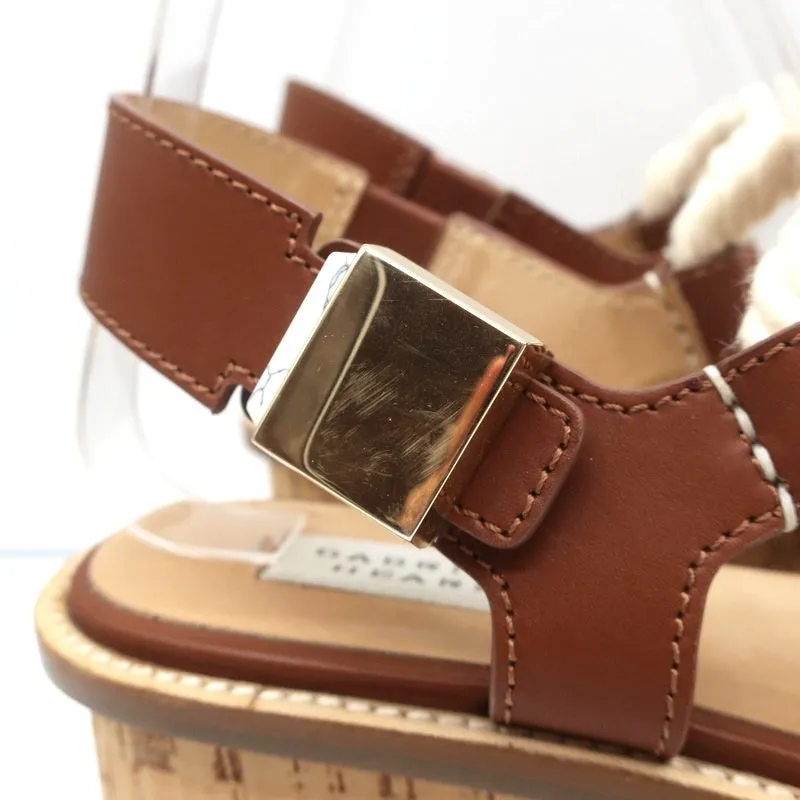Gabriela Hearst Cork Flatform Slingback Sandals Danae Brown Leather Size 37.5