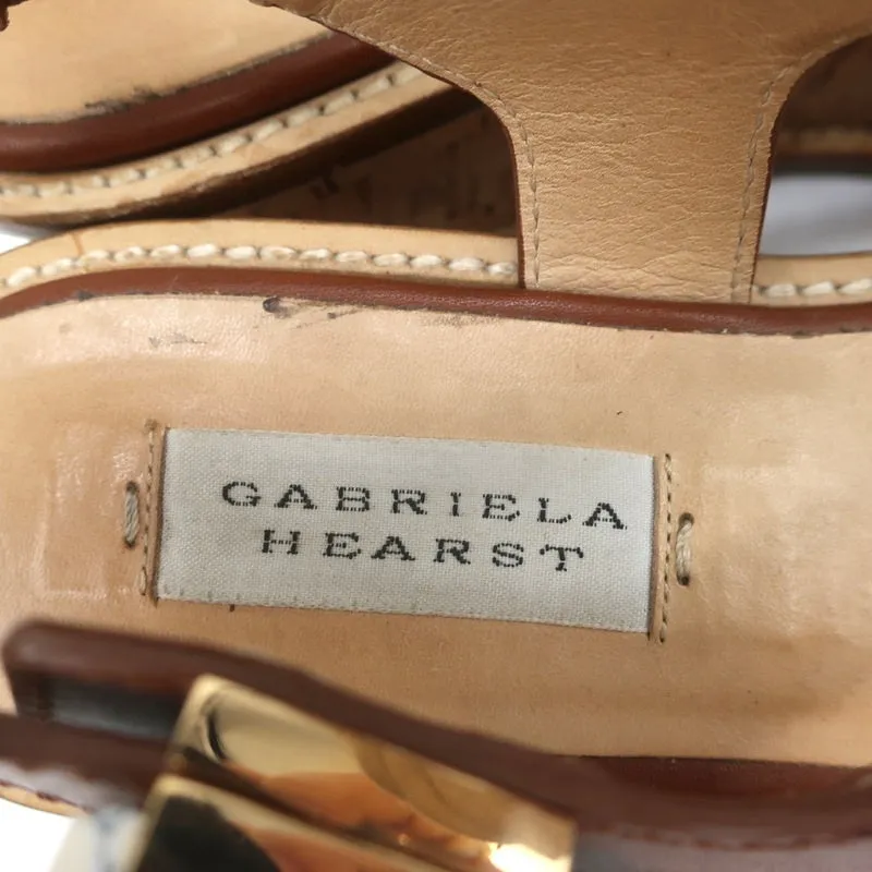 Gabriela Hearst Cork Flatform Slingback Sandals Danae Brown Leather Size 37.5