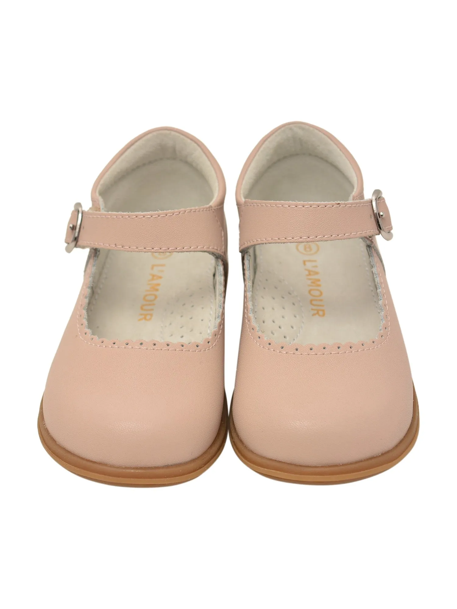 Girls Almond Scalloped Trim Leather Mary Jane Shoes 11-12 Kids