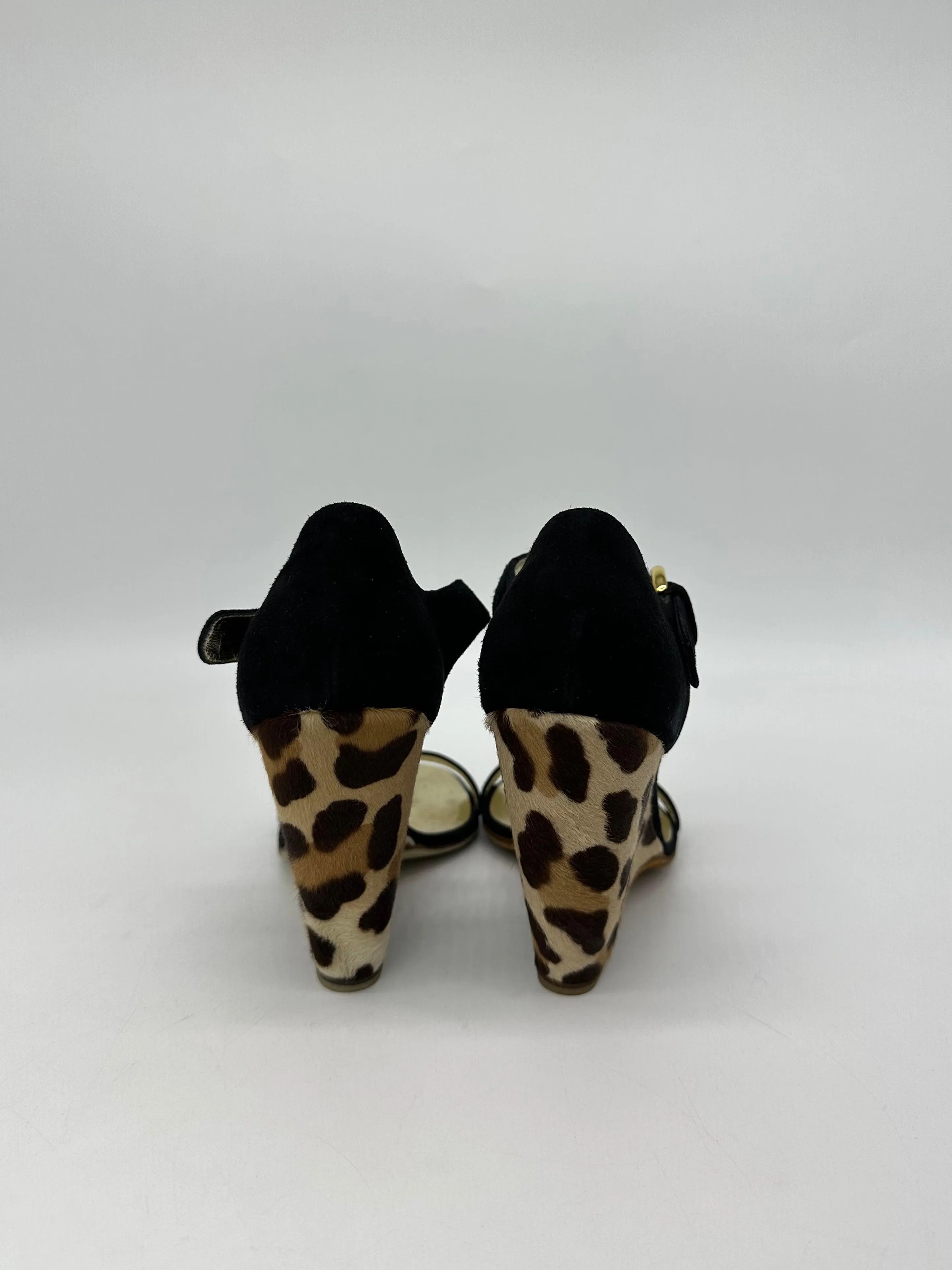 GIUSEPPE ZANOTTI Wedge Mary Janes Black Leopard print